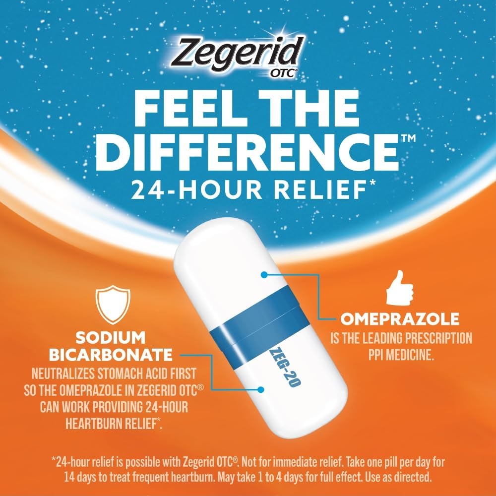 Zegerid OTC pill capsule closeup illustrating active ingredients for heartburn relief