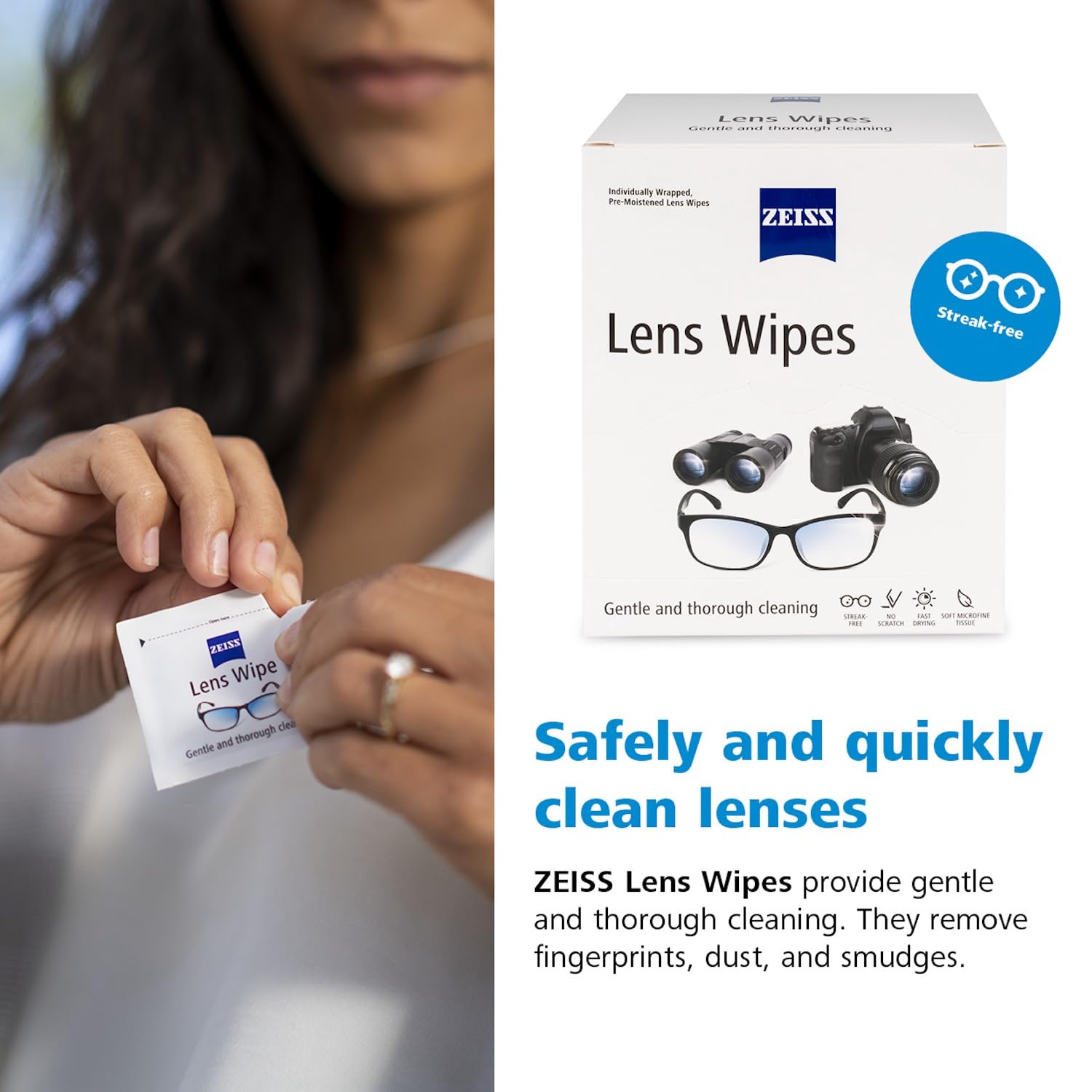ZEISS sunglasses cleaning wipes delivering clear vision and cleanliness