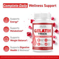 Gelatin Trick bottle with label displaying the advanced formula.
