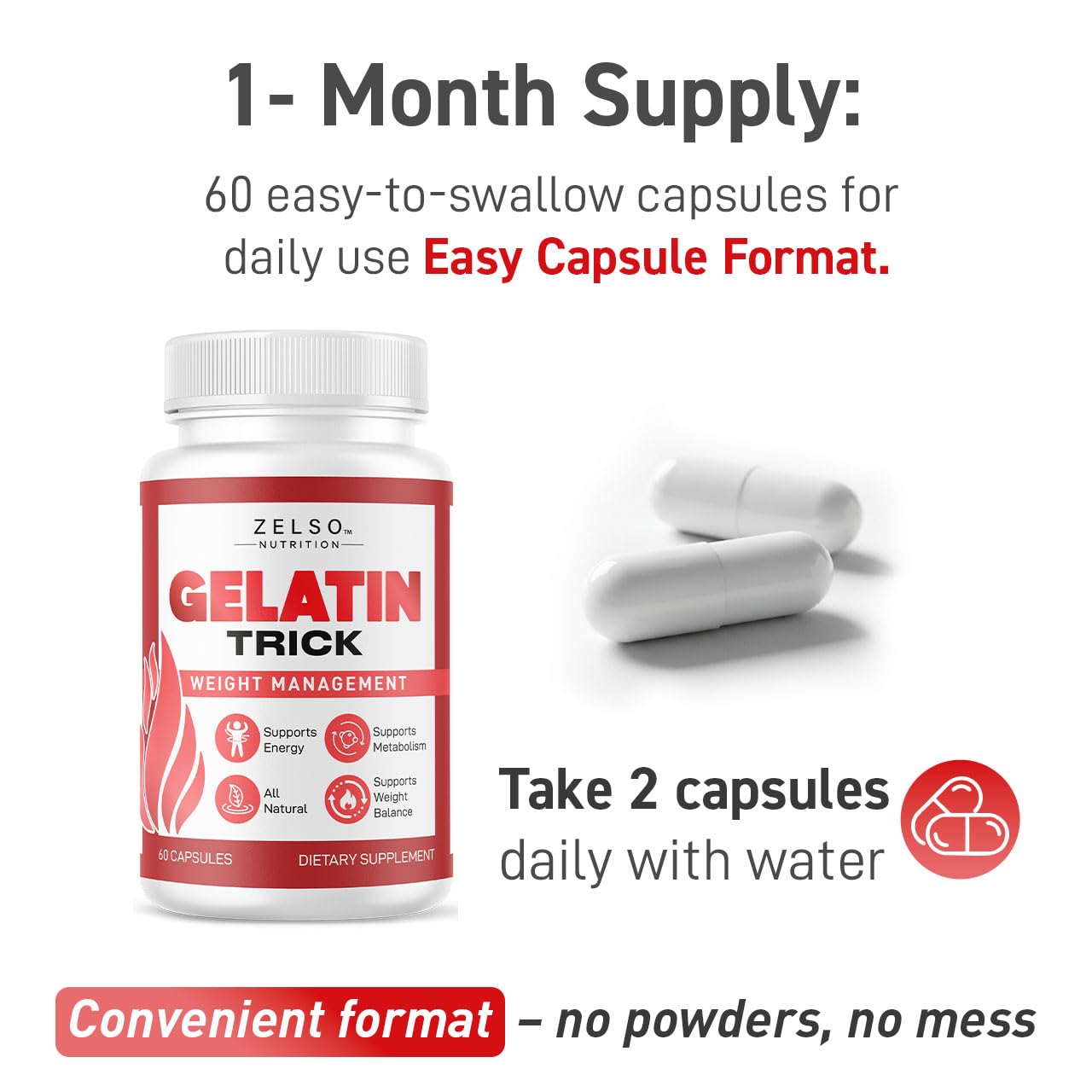 Label close-up showing nutrition information for Gelatin Trick.