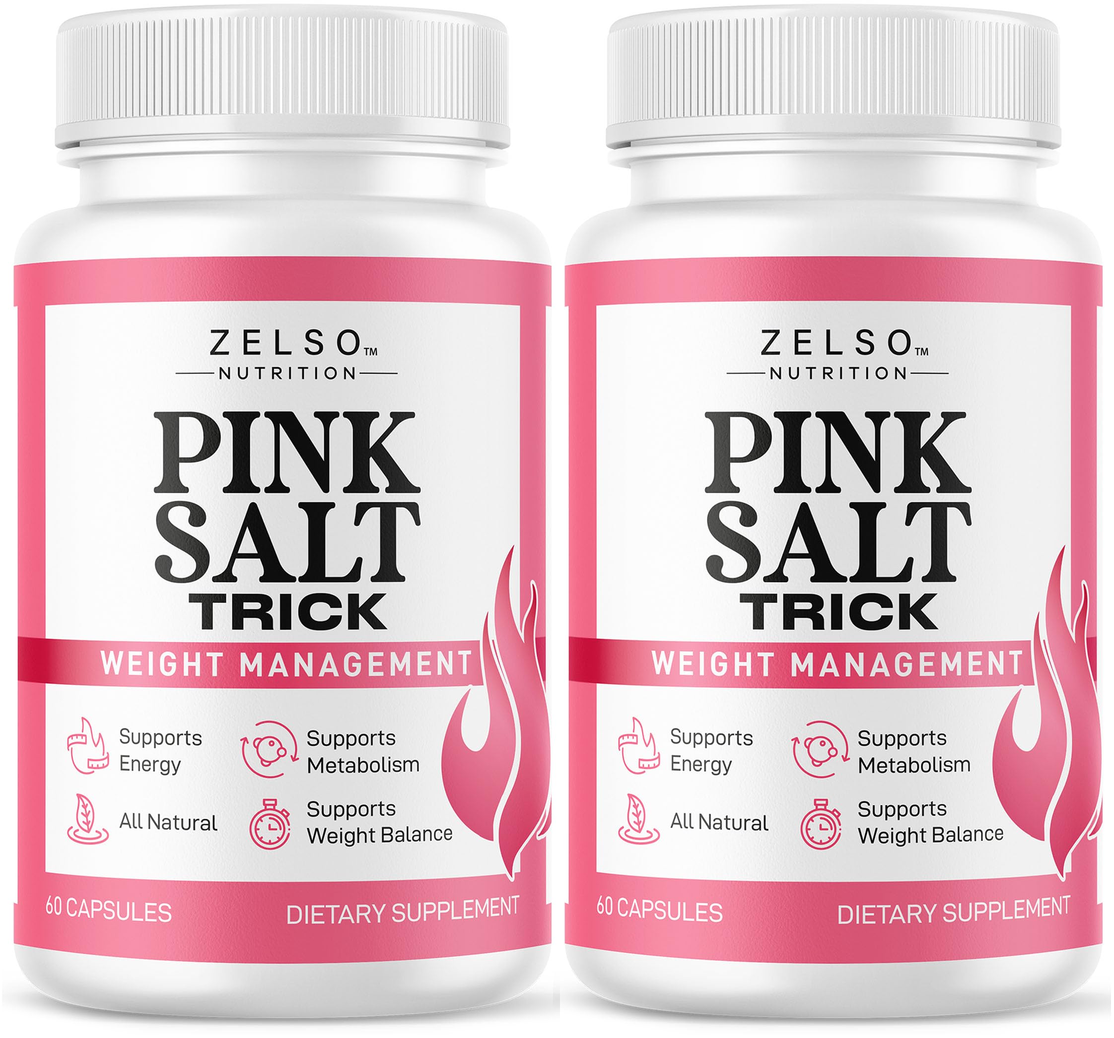 Zelso Pink Salt Trick bottle front view highlighting balanced wellness