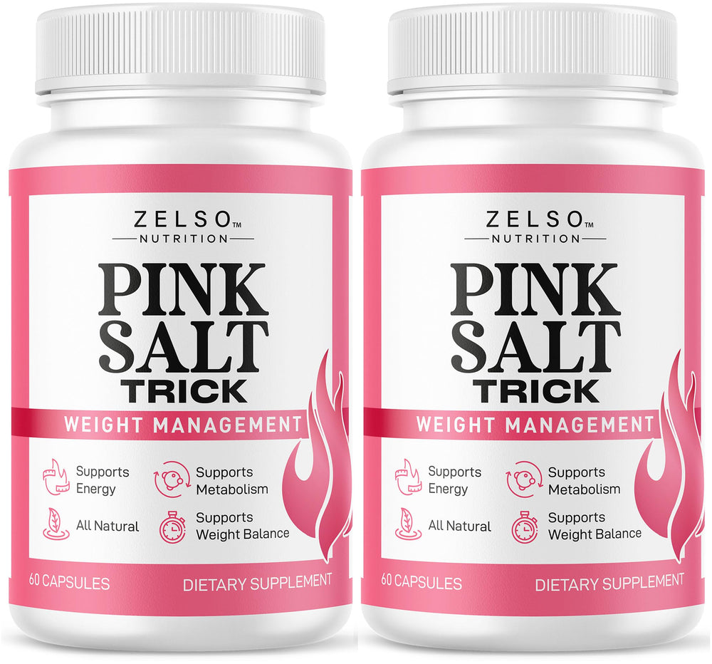 Zelso Pink Salt Trick bottle front view highlighting balanced wellness