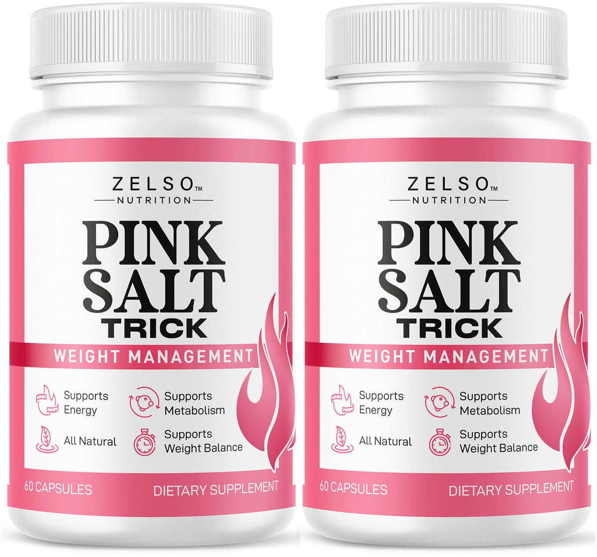 Zelso Pink Salt Trick bottle front view highlighting balanced wellness