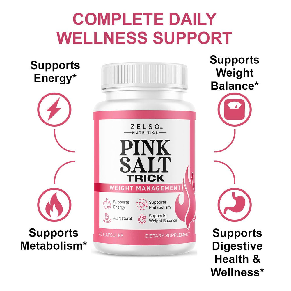 ZELSO Pink Salt Trick 3-month-pack packaging for sustained energy and balance.