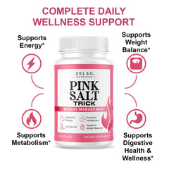 ZELSO Pink Salt Trick 3-month-pack packaging for sustained energy and balance.