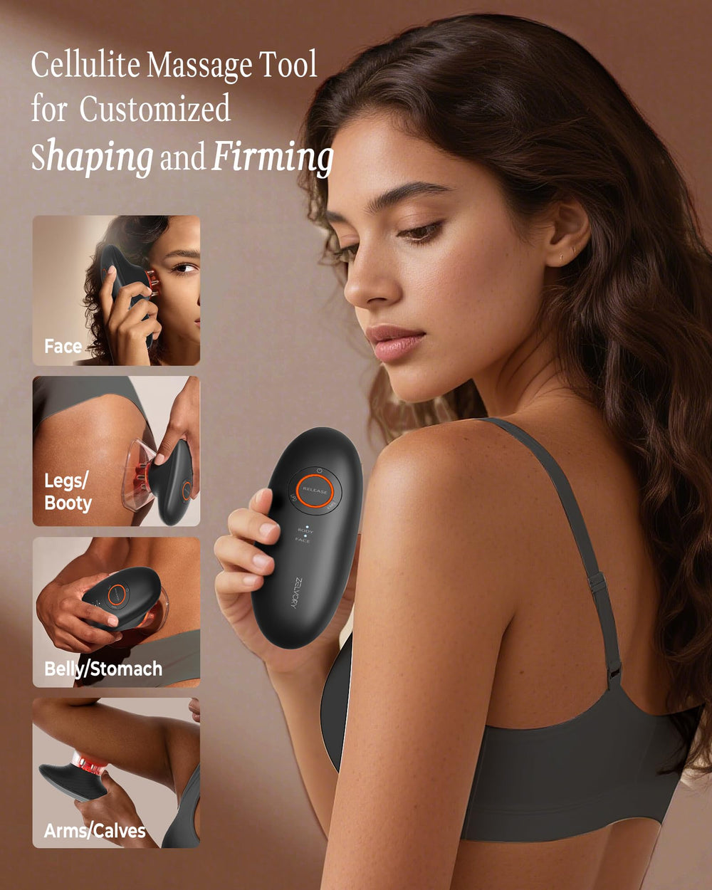 Zelvory 3-in-1 face mode close-up for gentle contouring and relaxation