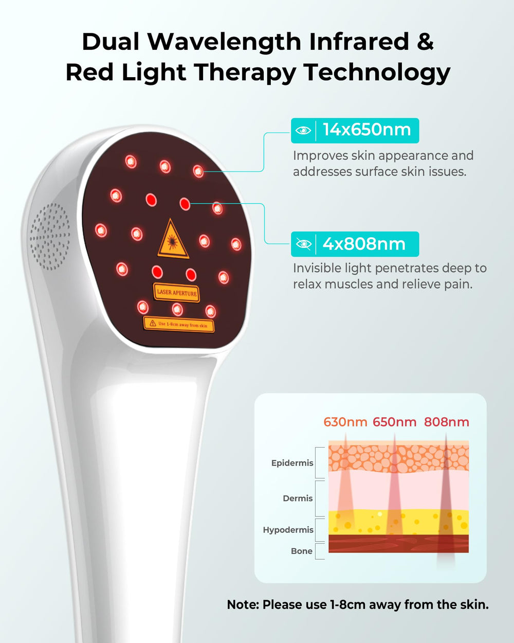 Zelvory wand applying red light on elbow for mobility support