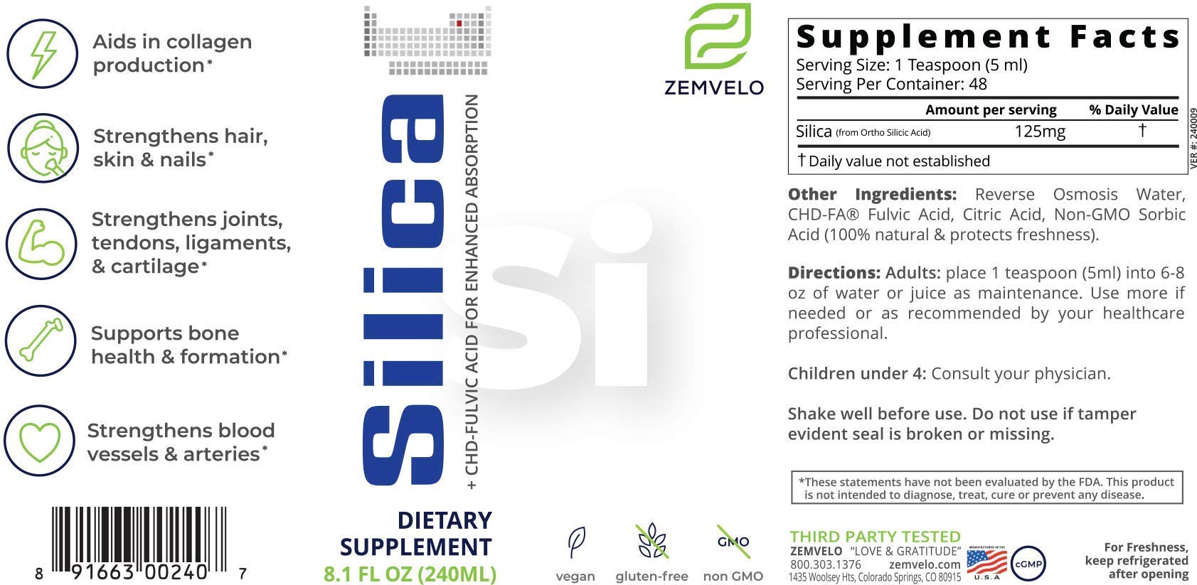 Zemvelo Liquid Ionic Silica pour shot shows easy consumption and quick absorption.