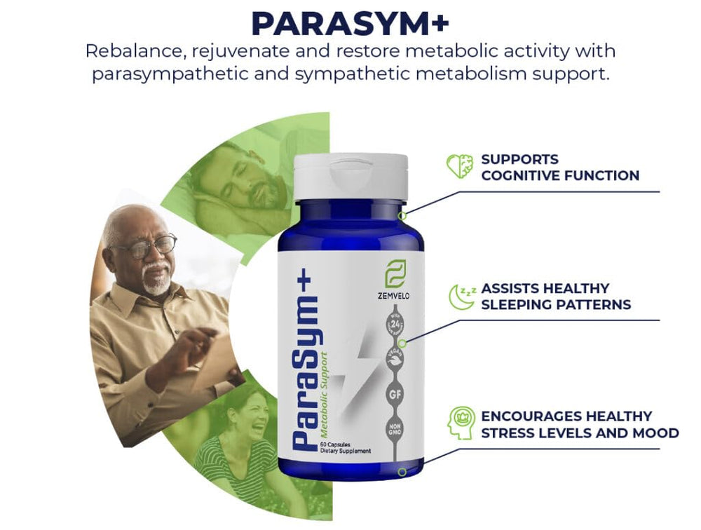 Zemvelo ParaSym+ capsules ready for cognitive focus and nervous system comfort.