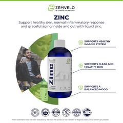 Zemvelo zinc liquid bottle with label detail for skin health