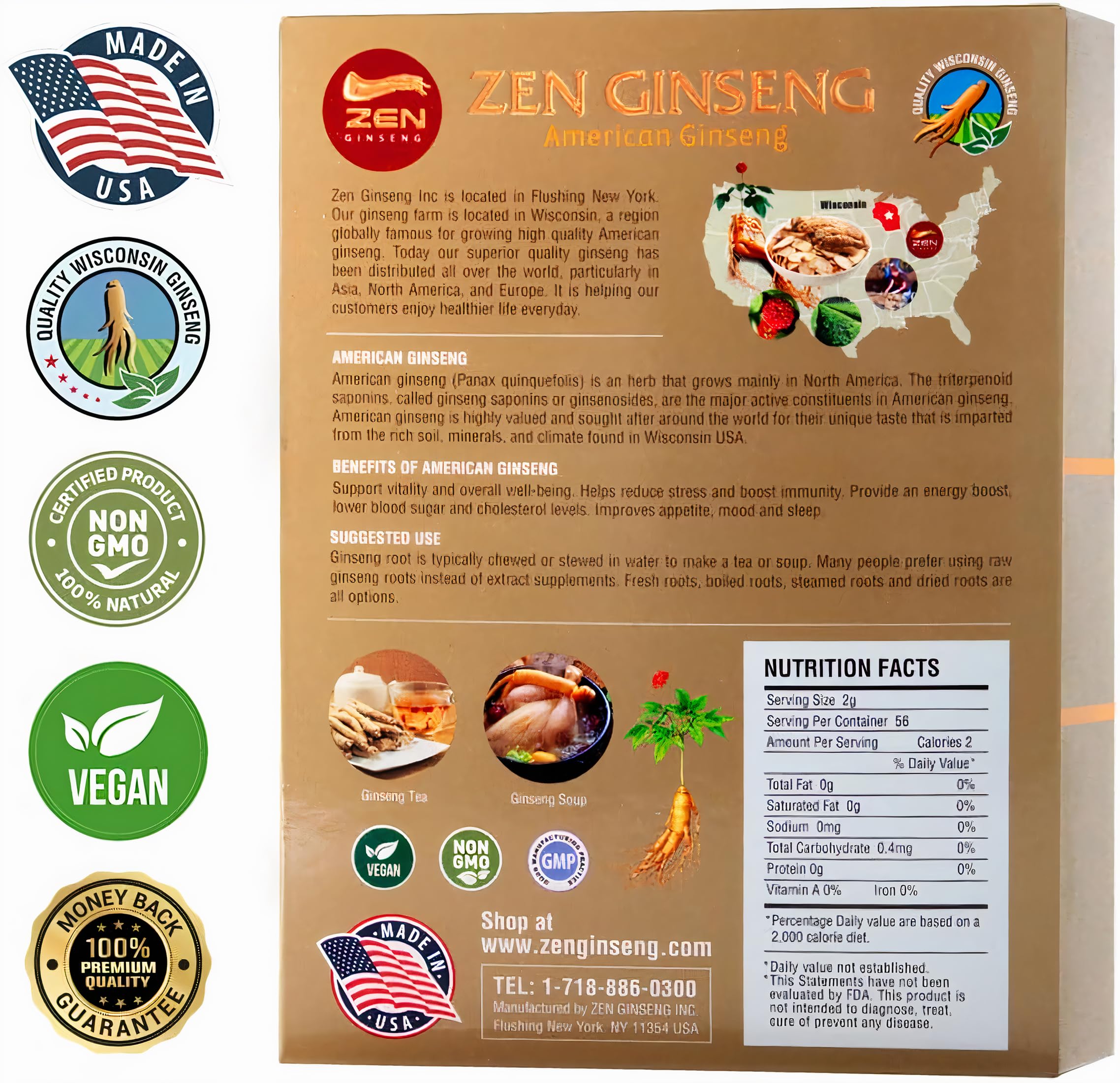 Zen Ginseng slices displayed with serving suggestions for daily wellness routine.