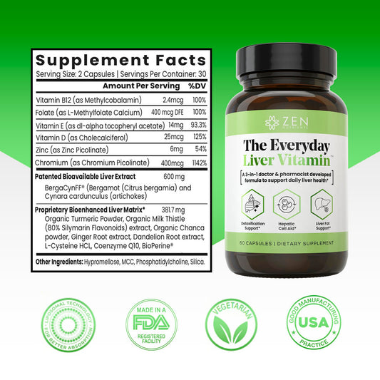 Closeup of Bergacyn FF label on Zen Nutrients bottle highlighting the patented blend