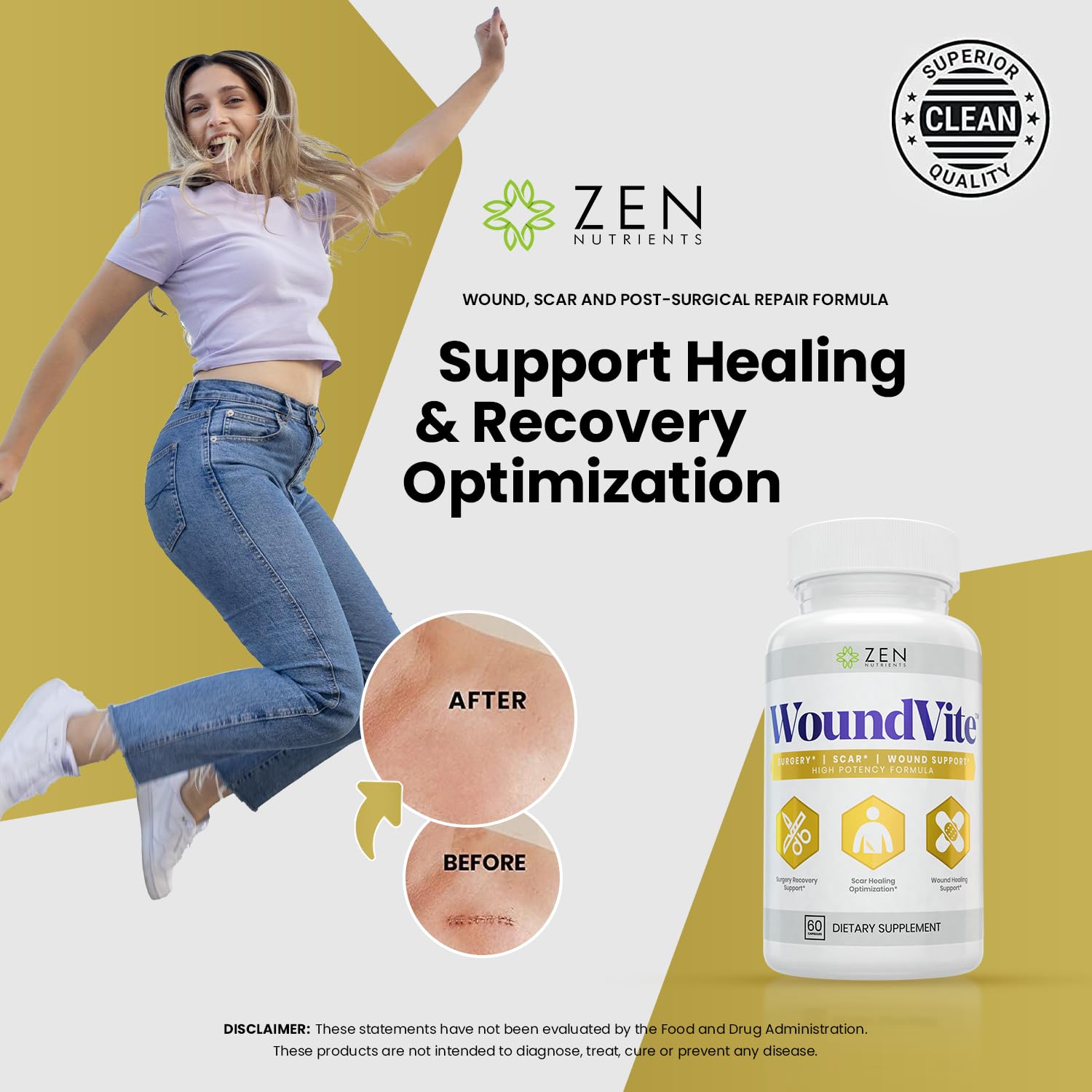 Zen Nutrients WoundVite ingredient blend showing key nutrients.
