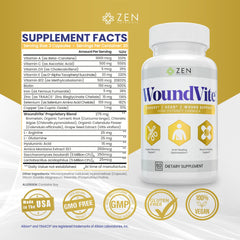 Zen Nutrients WoundVite label highlights potent wound care blend.