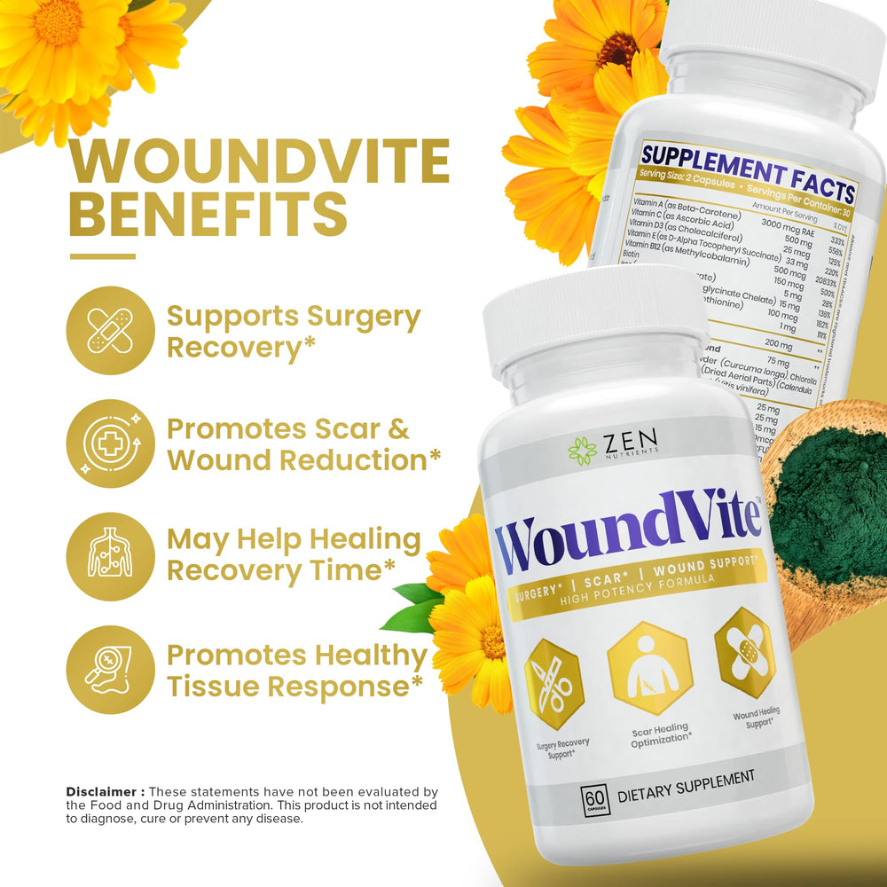 Lifestyle shot of a person taking Zen Nutrients WoundVite daily.