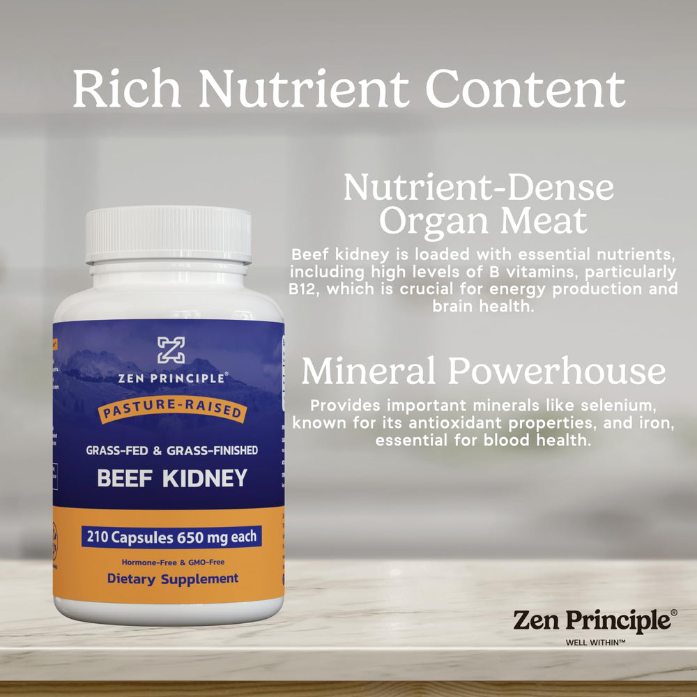 Zen Principle capsules pouring into a spoon for dosing ease.
