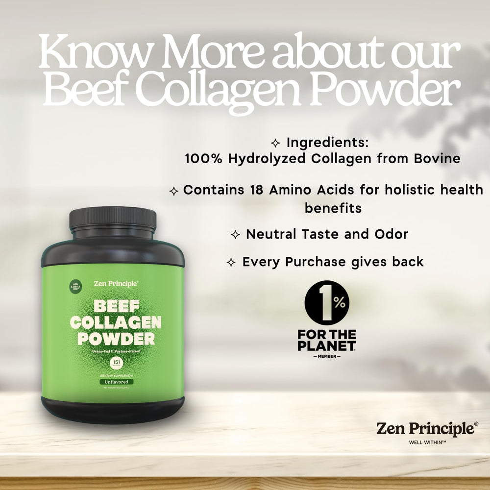 Zen Principle collagen in water provides a simple, nearly instant mix.