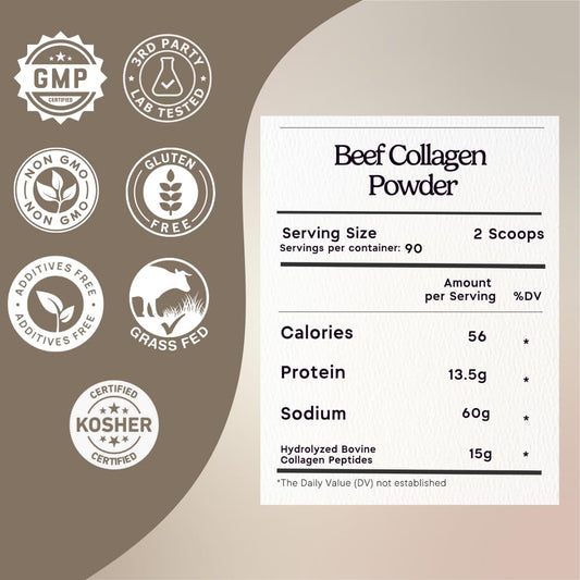 Zen Principle collagen scoop beside jar for easy daily protein supplementation.
