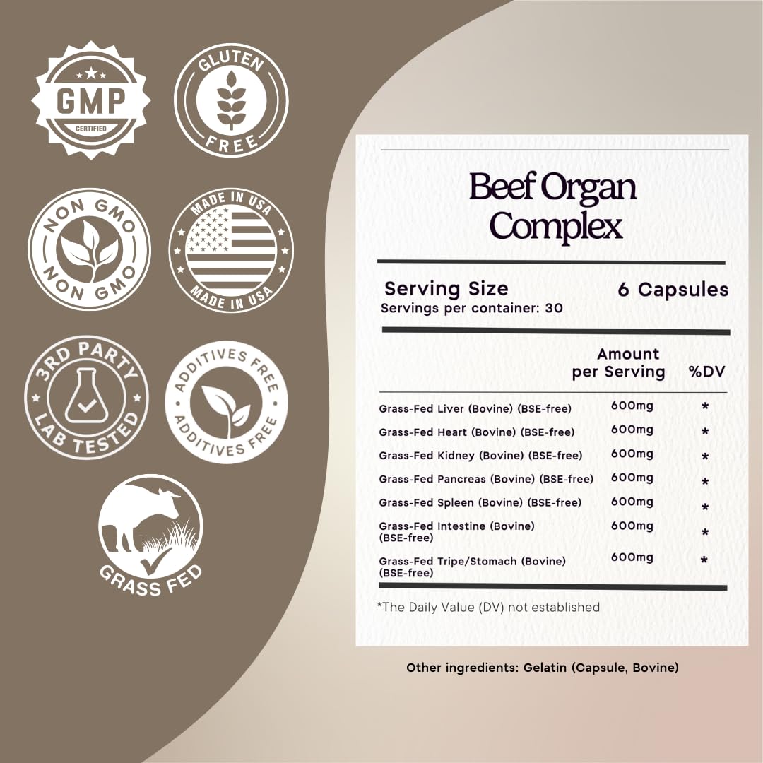 Zen Principle desiccated liver capsules, nutrient-rich for energy and recovery possibilities.