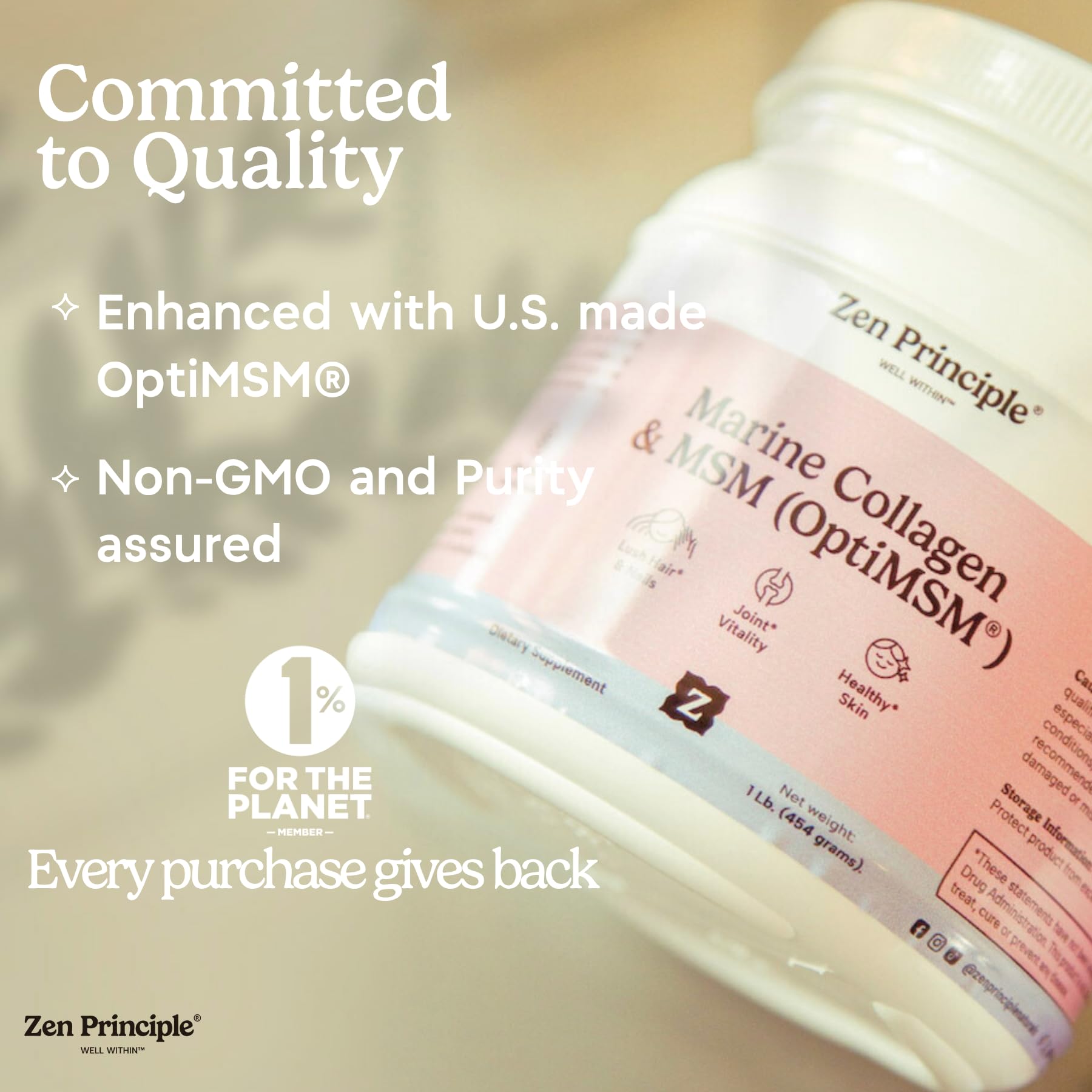 Zen Principle eco-friendly packaging image highlights planet-conscious wellness choice.