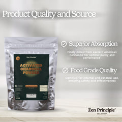 Zen Principle charcoal powder for hair care to refresh and clarify strands.