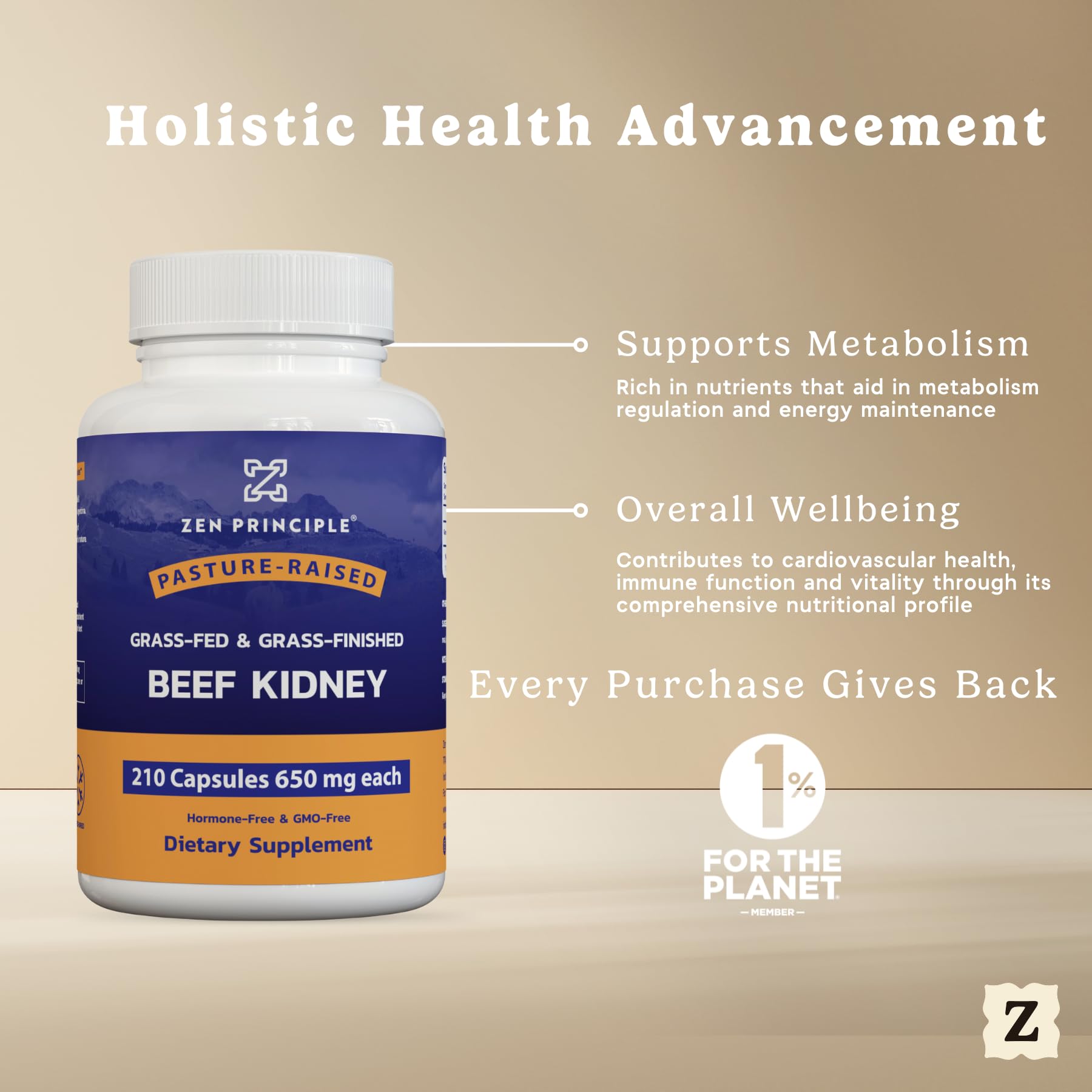 Zen Principle label highlights New Zealand grass-fed kidney quality.
