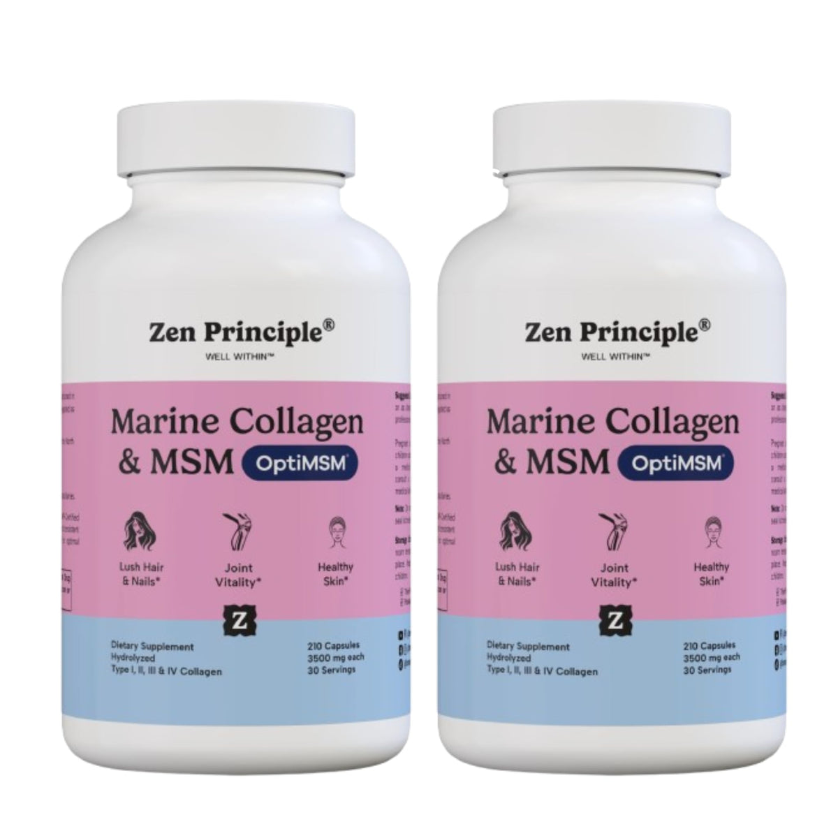 Zen Principle Marine Collagen bottle pour showing easy daily use for skin glow