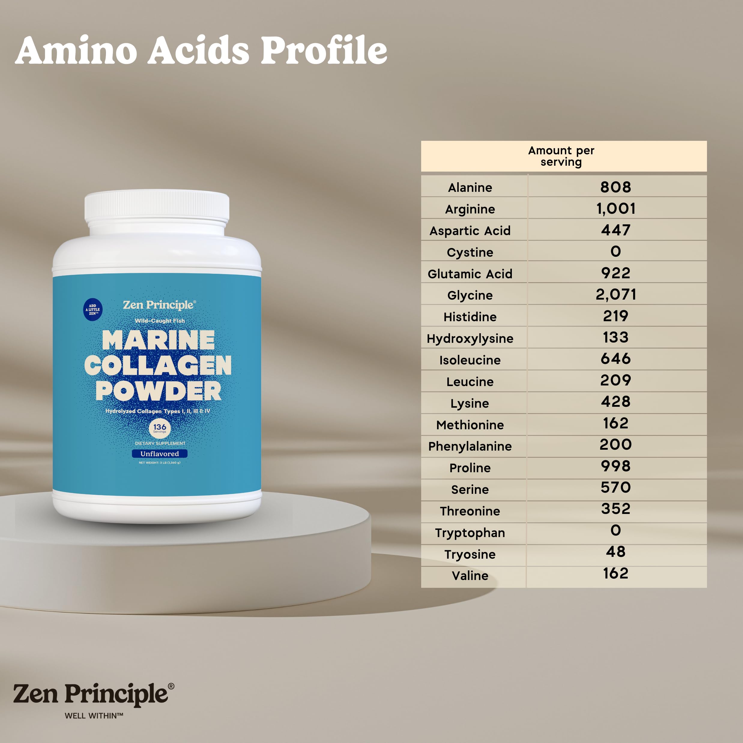 Zen Principle Marine Collagen powder in coffee demonstrates versatile use