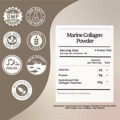 Zen Principle Marine Collagen Powder tub and label highlighting hydrolyzed Type I & III for skin and joints.