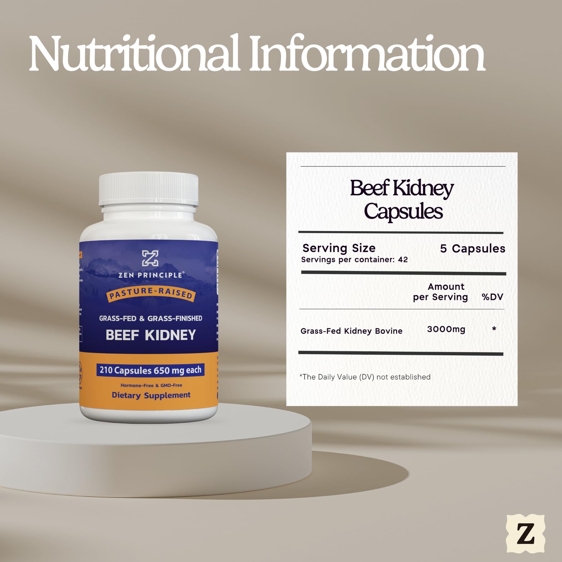 Zen Principle organ meat supplement on shelf for everyday wellness