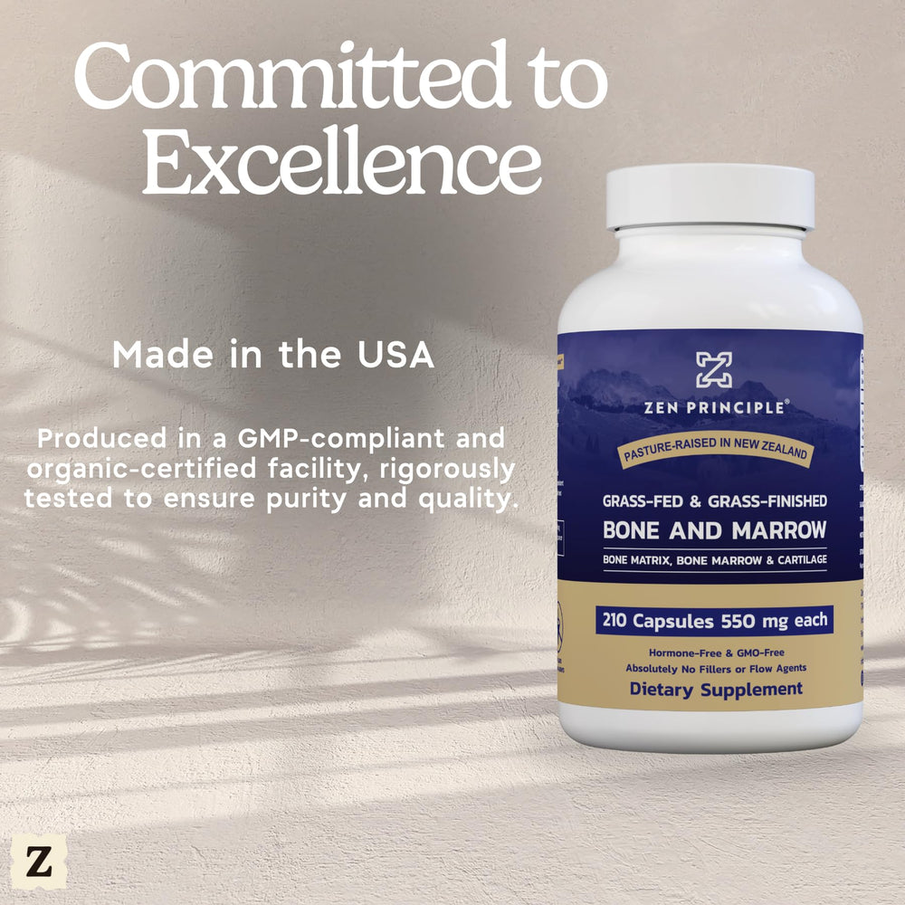 Zen Principle stem cell bone marrow capsules suggesting cellular health support.