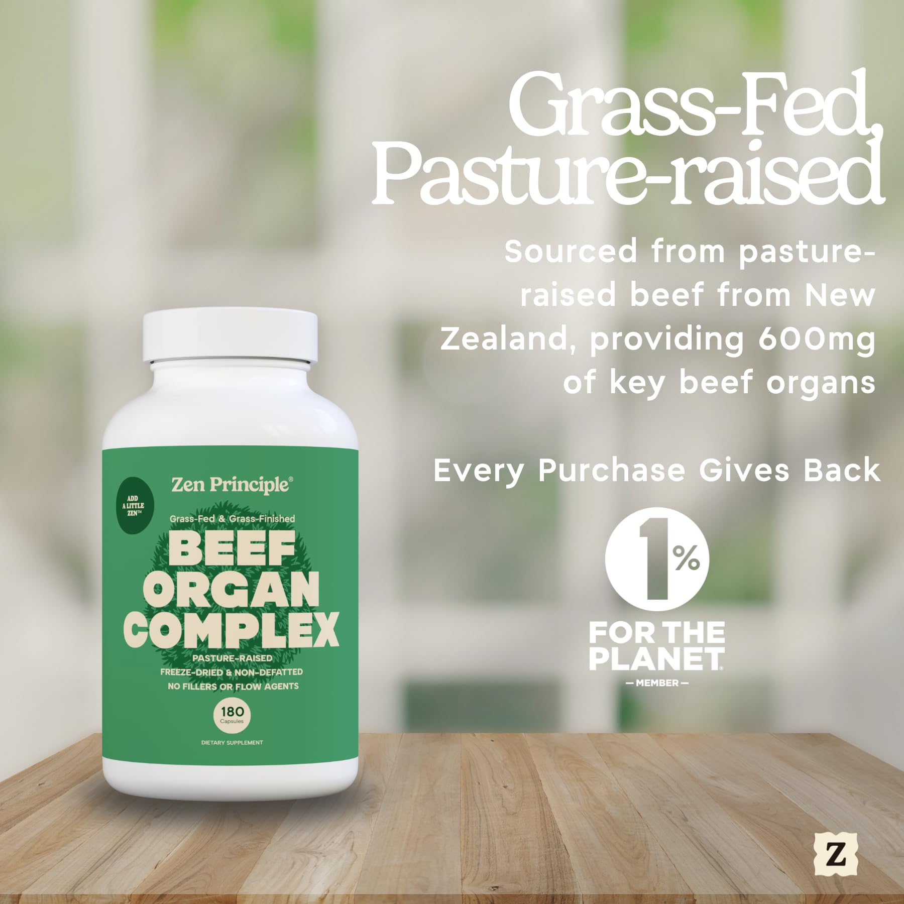 Zen Principle tripe and intestines capsules, unique bovine organ blend for nutrient support.