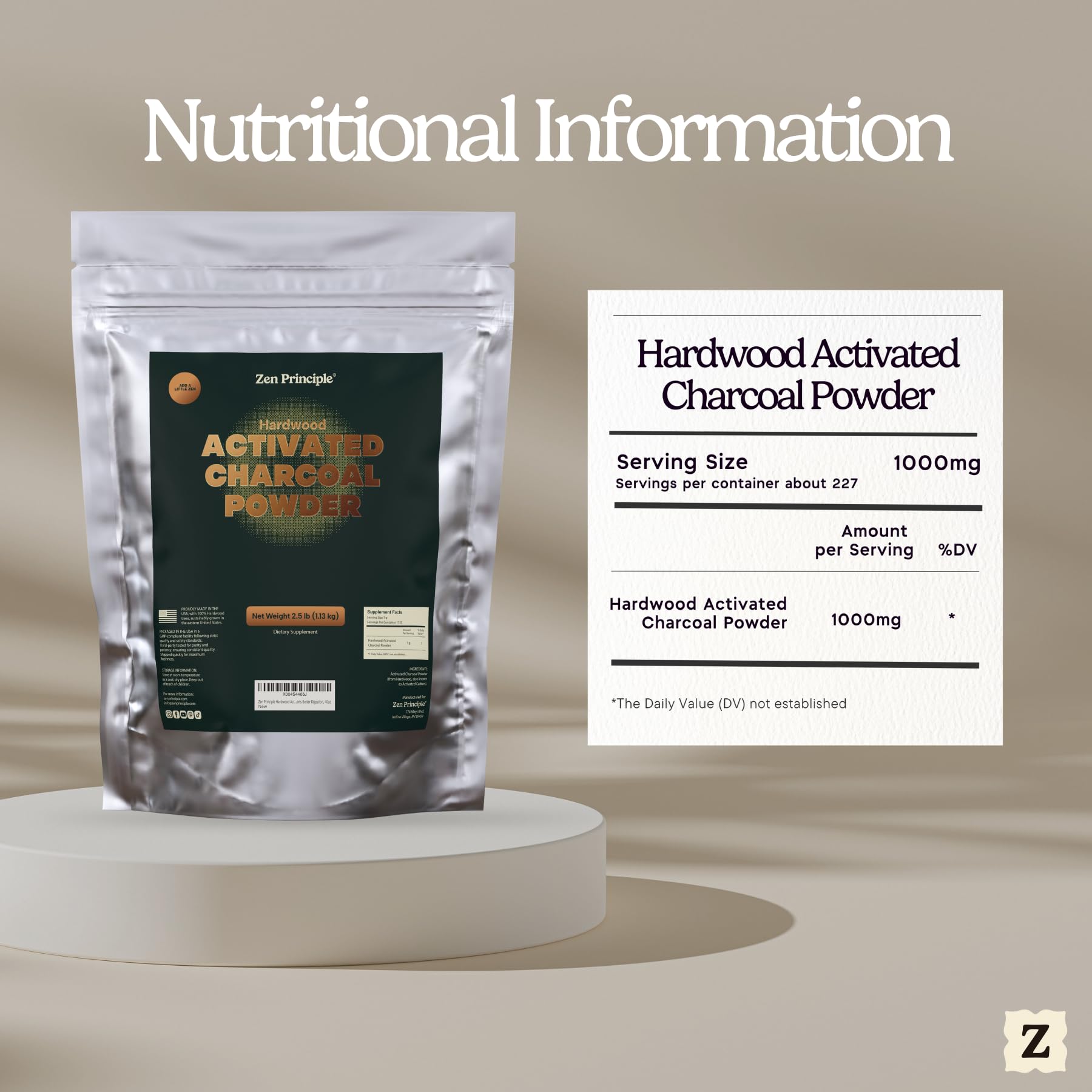 Zen Principle powder sourced from USA hardwood for purity.