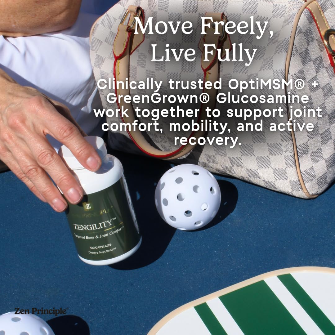 Zengility GreenGrown glucosamine bottle in vegan formula.
