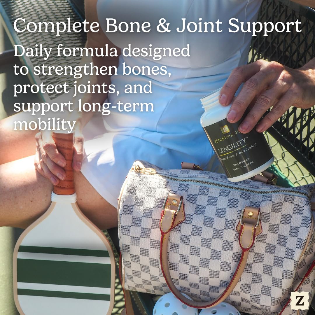 Zengility Vitamin K2 and D3 capsule visual for bone mineralization support.