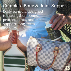 Zengility Vitamin K2 and D3 capsule visual for bone mineralization support.