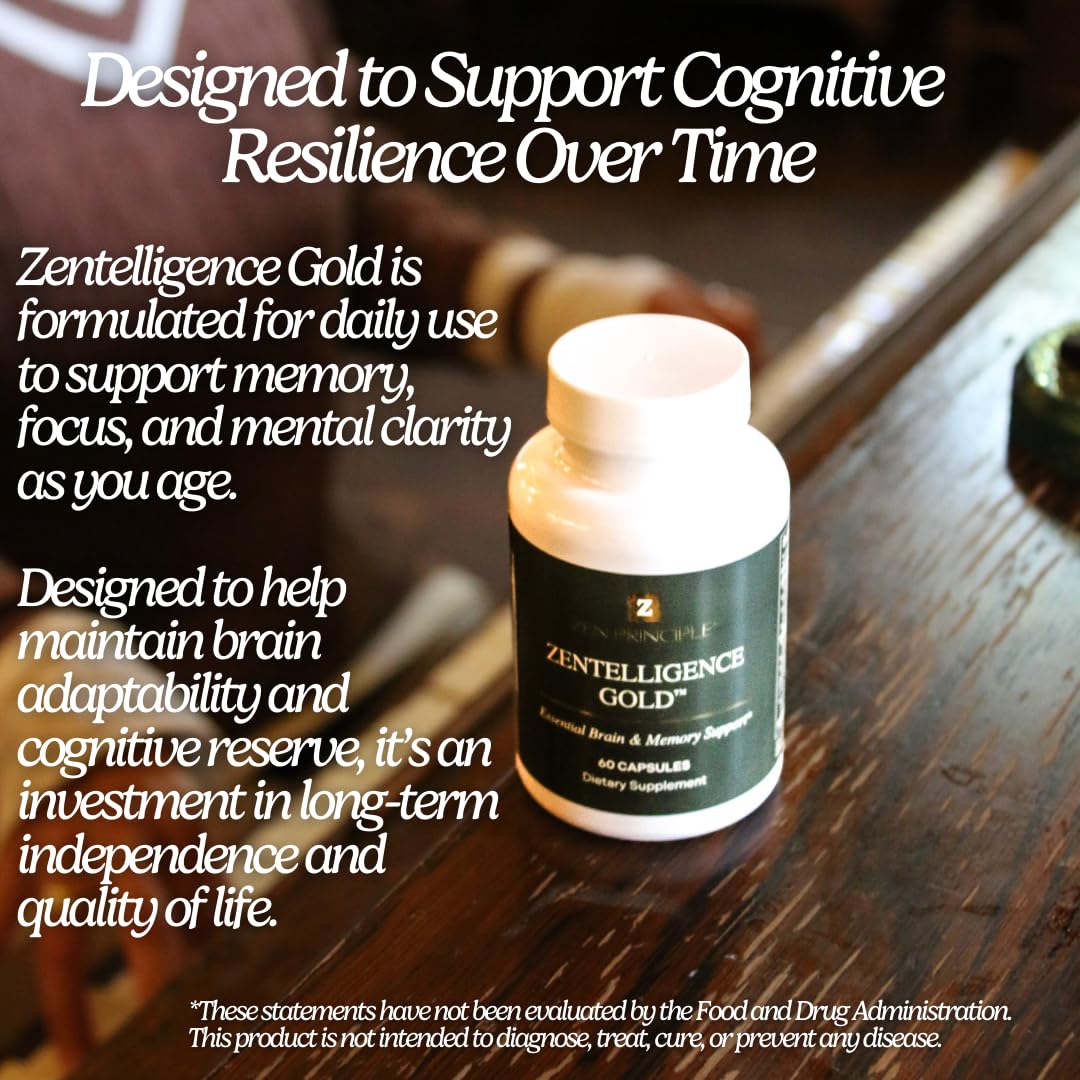 Zen Principle Zentelligence Gold GMP certification icon signals high-quality production.