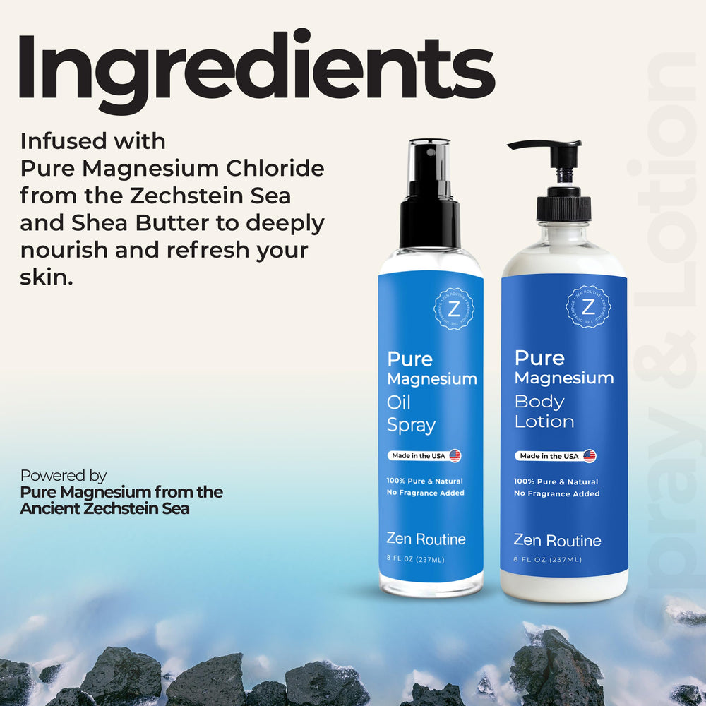 Zen Routine leg relief after activity with magnesium lotion.