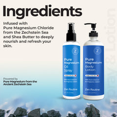 Zen Routine leg relief after activity with magnesium lotion.