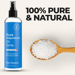 Zen Routine magnesium oil spray applied to feet for relaxed legs