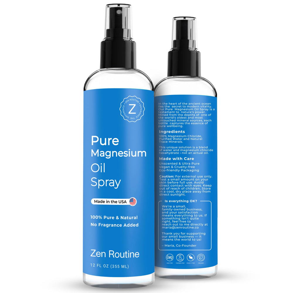 Effortless absorption of Zen Routine magnesium oil spray on skin