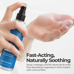Zen Routine soothing magnesium lotion for feet after a long day.