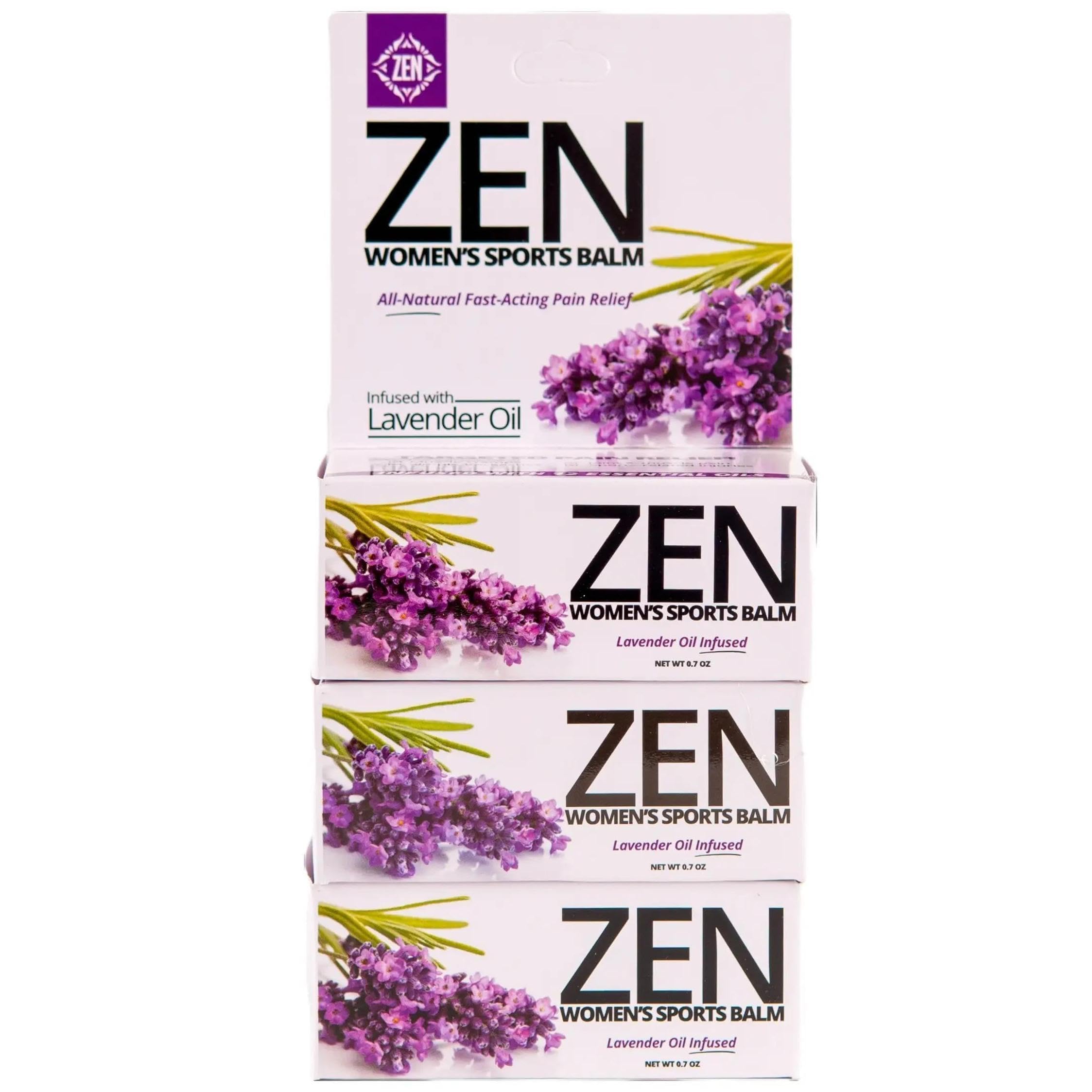 ZEN Women Sports Balm lavender bottle, soothing blend for active lifestyles.