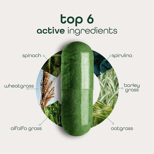 Zena Nutrition Organic Super Greens capsules on-the-go for busy lifestyles.