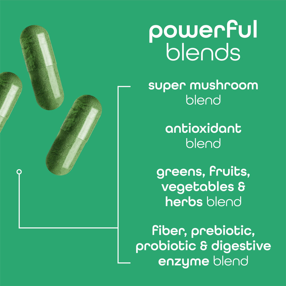 Zena Nutrition Organic Super Greens with digestive enzymes for smoother digestion.