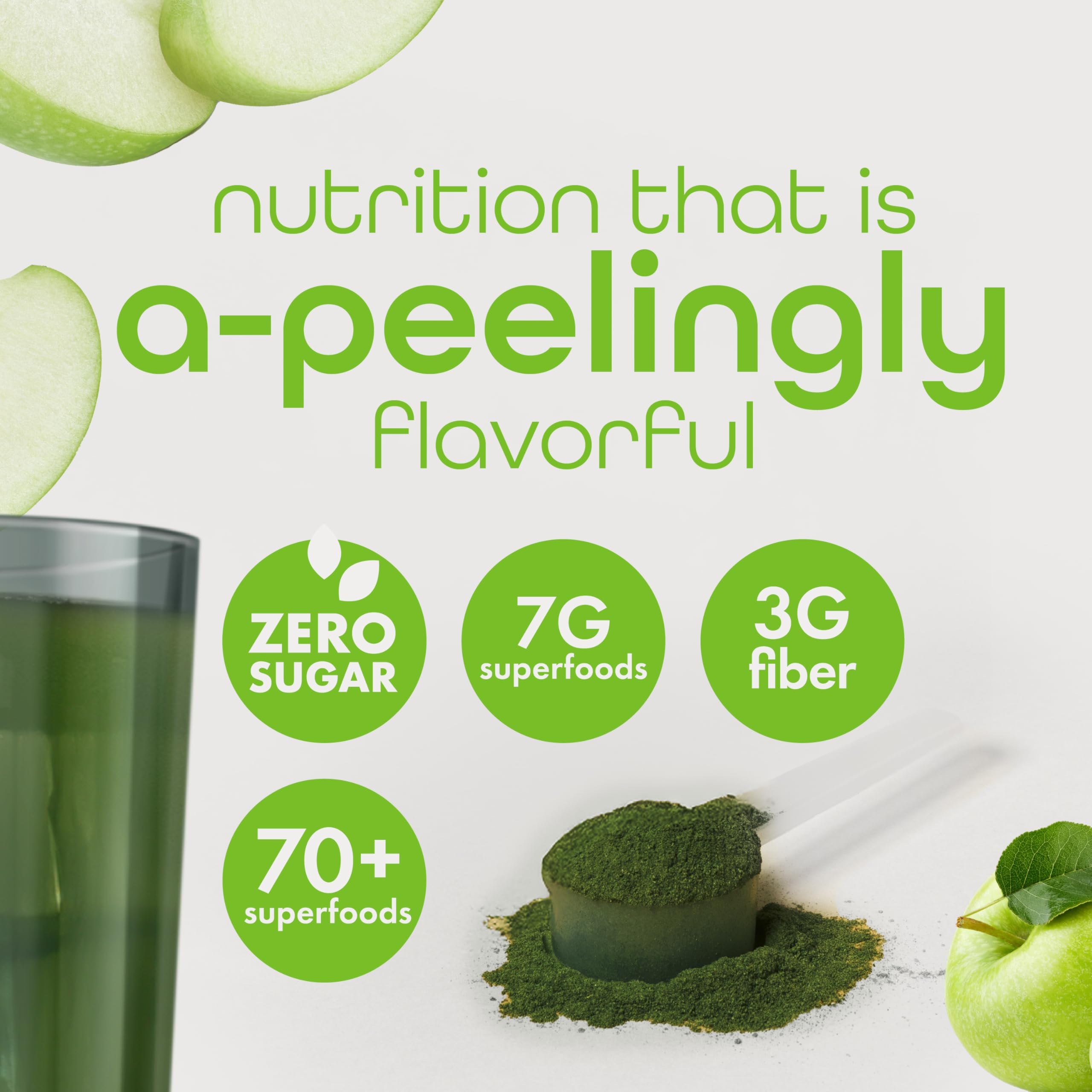 Zena Nutrition Organic Super Greens being poured into a glass to show quick mix.