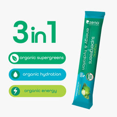 Zena Nutrition Organic Super Greens greens blend with spirulina and spinach for daily vitality.