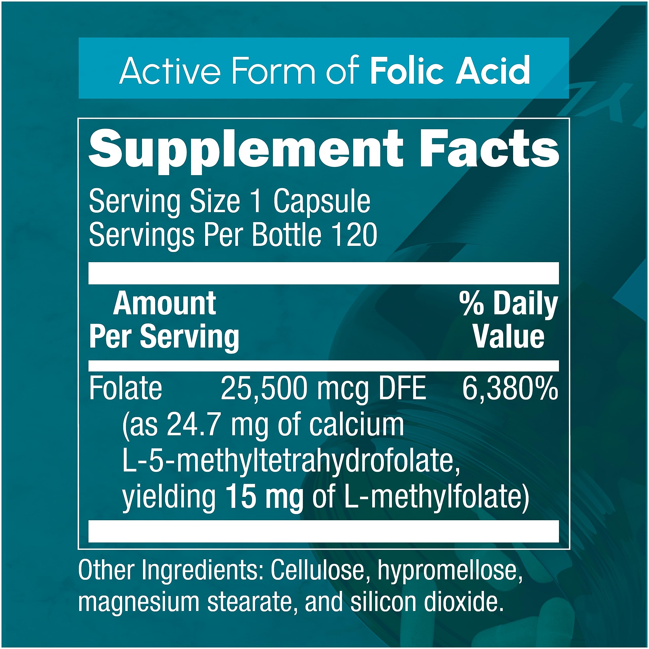 Zenavea L-Methylfolate 15mg capsules, vegan and gluten-free for daily use.