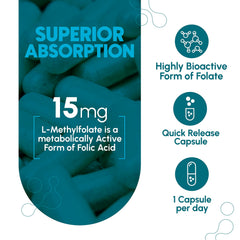 Close-up of Zenavea 15mg tablet, easy-to-swallow methylfolate.