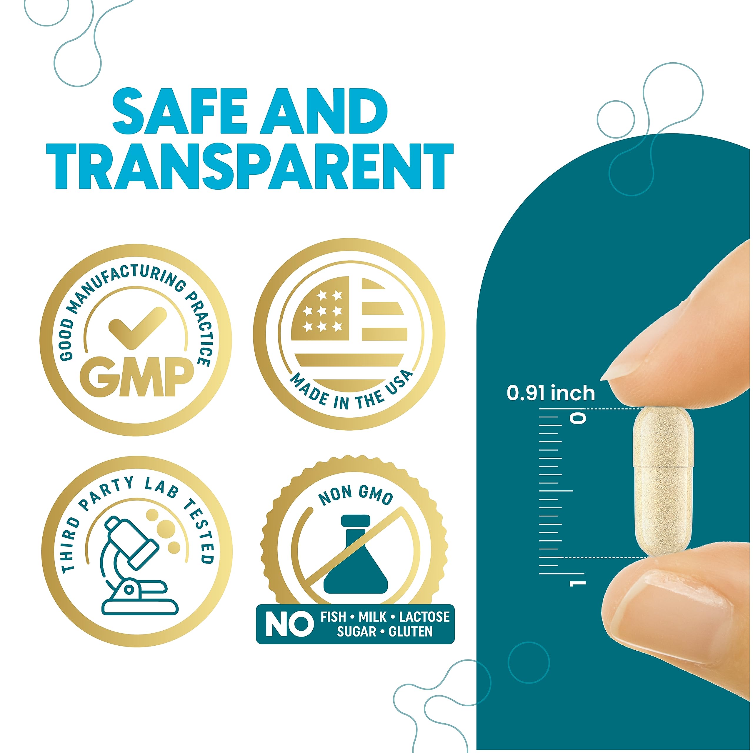 Label close-up of Zenavea product showing GMP and USA-made quality.